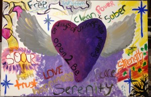 20 Women are asked to collaborate on the Theme  Recovery from Addiction.  No boundaries just express!  I facilitate the event and later finalize the piece in studio. 